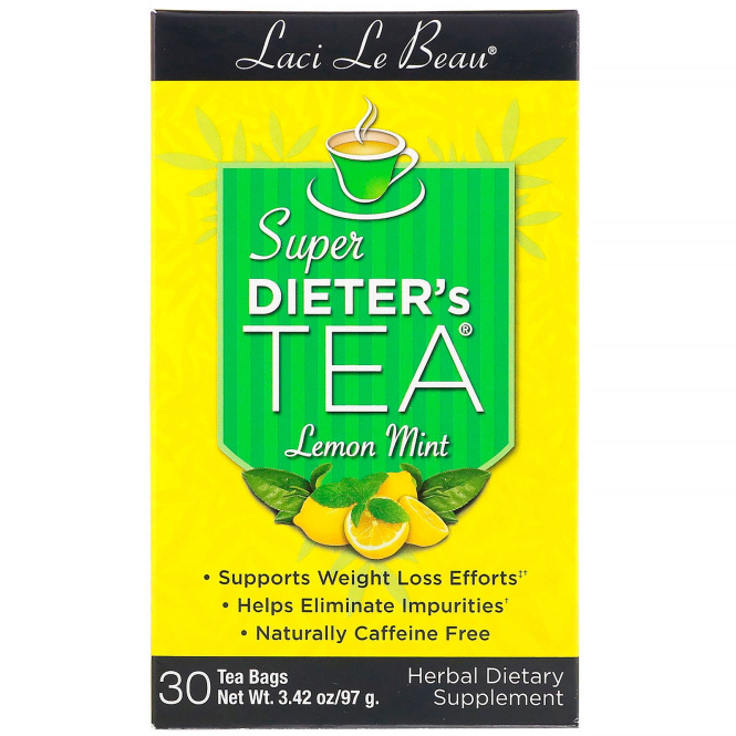 Natrol, Laci Le Beau, Super Dieter's Tea, Лимон и мята, 30 чайных пакетиков, 75 г