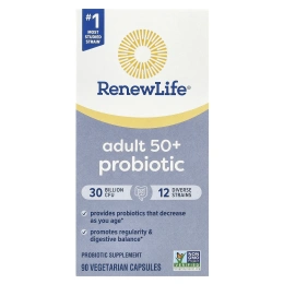 Renew Life, Ultimate Flora, пробиотик для взрослых старше 50 лет, 30 млрд КОЕ, 90 вегетарианских капсул
