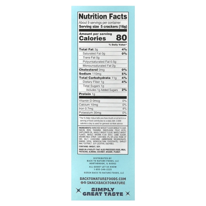 Back to Nature, Крекеры, каменная пшеница, 142 г (5 унций)