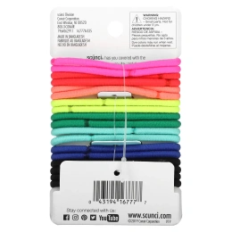 Scunci, Резинки для волос No Damage, удобные, удерживают волосы весь день (средняя фиксация), яркие, 18 штук