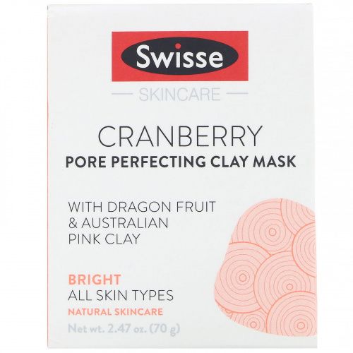 Swisse, Skincare, клюква, глиняная маска для очищения пор, 70 г (2,47 унции)
