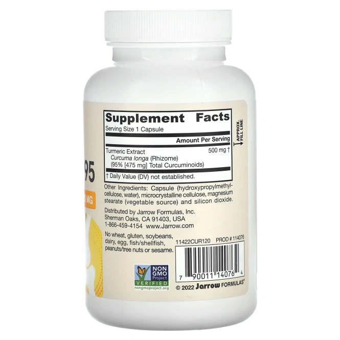 Jarrow Formulas vegan Curcumin 95, 500 mg, 120 вегетарианских капсул