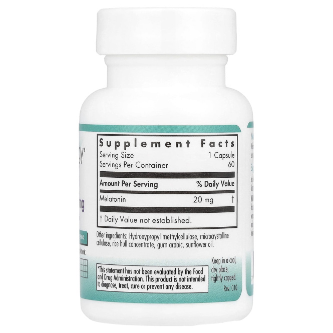 Nutricology, Мелатонин, 20 мг, 60 вегетарианских капсул