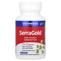 Enzymedica, SerraGold, высокоактивная серрапептаза, 60 капсул