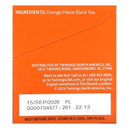 Twinings, чистый черный чай, 20 чайных пакетиков, 40 г (1,41 унции)