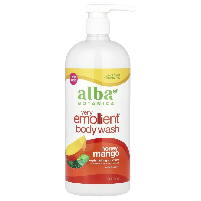 Alba Botanica, Натуральный очень смягчающий гель для ванны и душа, мед манго, 32 жидких унциb (946 мл)