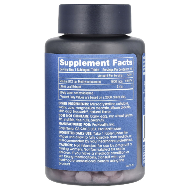 ProHealth Longevity, Метил B-12, 1000 мкг, 60 сублингвальных таблеток