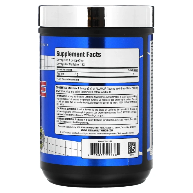 ALLMAX, Essentials, таурин, 400 г (14,11 унции)