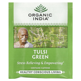 Organic India, Зеленый чай с тулси, 18 пакетиков, 34,2 г (1,21 унции)