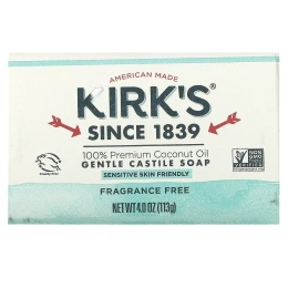 Kirks, Нежное Кастильское мыло без отдушек 4 унции