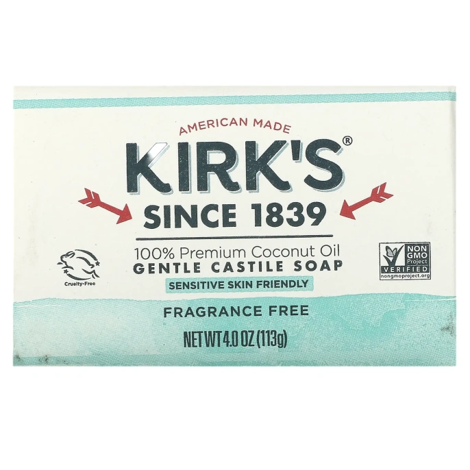Kirks, Нежное Кастильское мыло без отдушек 4 унции