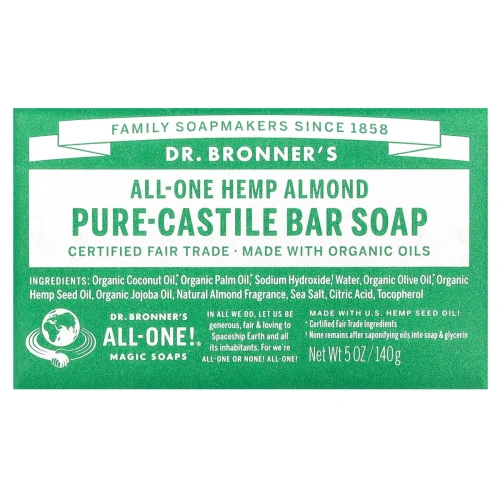 Dr. Bronner's, Чистое Кастильское мыло Миндальное 5 унций