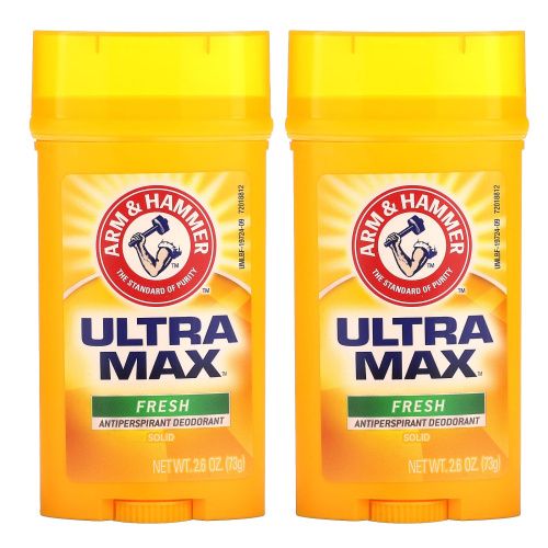 Arm & Hammer, UltraMax, Solid Antiperspirant Deodorant, for Men, Fresh, Twin Pack, 2.6 oz (73 g) Each