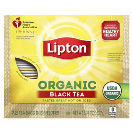 Lipton, Органический черный чай, 72 чайных пакетика в конвертах, 162,7 г (5,74 унции)