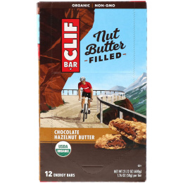 Clif Bar, Энергетический батончик с органической ореховой пастой, шоколадное масло с фундуком, 12 энергетических батончиков, 1,76 унц. (50 г) каждый