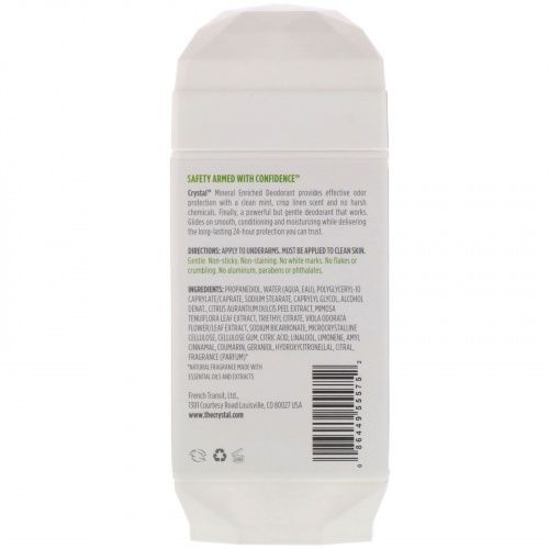 Crystal Body Deodorant, Mineral Enriched Deodorant Invisible Solid, Freshly Minted, 2.5 oz (70 g)