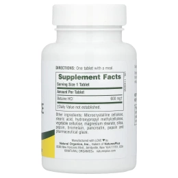 Nature's Plus, Бетаин гидрохлорид (Betaine Hydrochloride), 600 мг, 90 таблеток