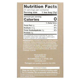 NOW Foods, чай с грибами ройбуш и рейши, без кофеина, 24 чайных пакетика, 48 г (1,7 унции)