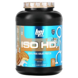 BPI Sports, ISO HD, 100% чистый изолят белка, ванильное печенье, 4,8 ф. (2170 г)