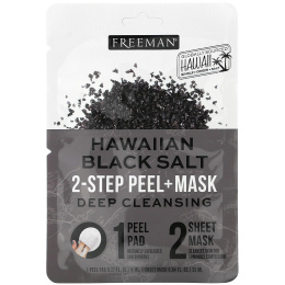 Freeman Beauty, Hawaiian Black Salt, 2-Step Peel + Mask, 1 Pad, 0.27 fl oz / 1 Sheet Mask,  0.84 fl. oz