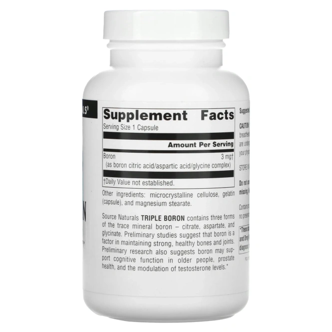 Source Naturals, Тройной бор, 3 мг, 200 капсул