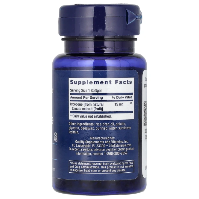 Life Extension, Мега ликопин, 15 мг, 90 гелевых капсул