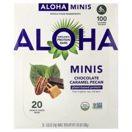 Aloha, Organic Protein Mini Bars, Chocolate Caramel Pecan, 20 Bars, 0.85 oz (24 g) Each