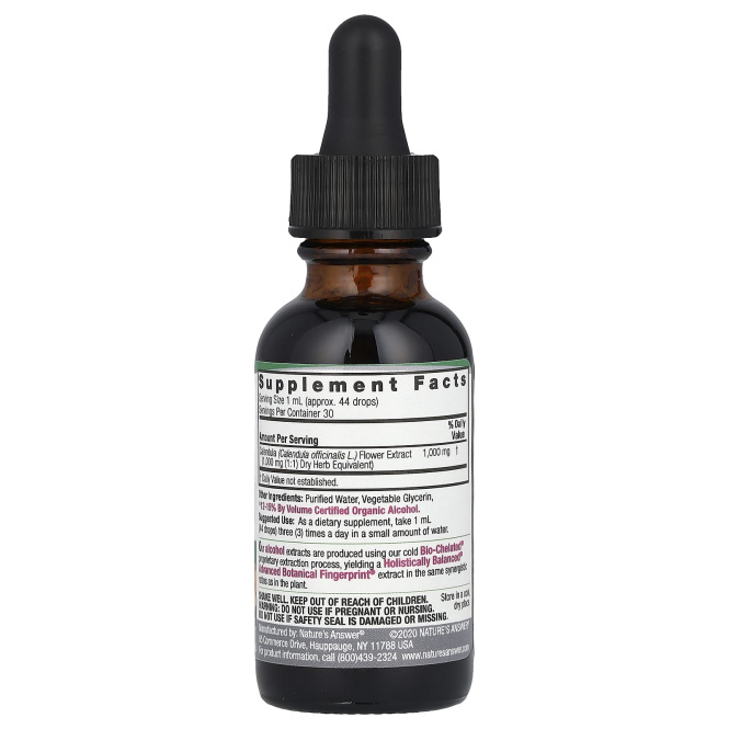 Nature's Answer, Календула, с низким содержанием спирта, 1000 мг, 1 жидкая унция (30 мл)