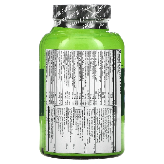 Naturelo, Цельнопищевые мультивитамины для мужчин 50+ 120 вег капсул