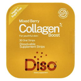 Diso, Collagen Boost, коллаген с ягодным ассорти, 30 полосок для полости рта
