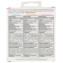 Bare Republic, Неоновые палочки солнцезащитного крема, фестивальная серия, фактор защиты от солнца 50, 3 в упаковке, по 8,5 г каждая