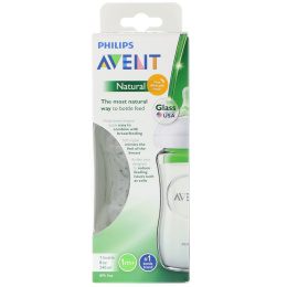 Philips Avent, Стеклянная бутылочка, для малышей от 1 месяца, 1 шт, 8 унц. (240 мл)