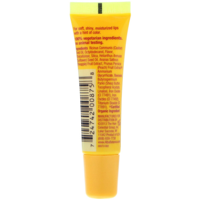 Alba Botanica, Прозрачный блеск для губ, с ароматом ананаса, 0.42 унций (12 г)