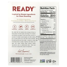 Ready, Clean Protein Bar, шоколадно-арахисовая паста, 12 батончиков, 52 г (1,83 унции)