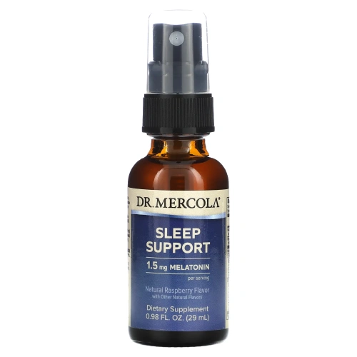 Dr. Mercola, поддержка сна с мелатонином, малиновый ароматизатор, 0,85 жидких унций (25 мл)