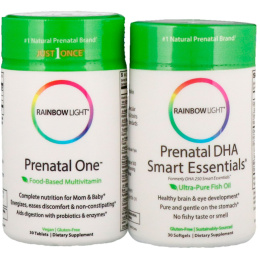 Rainbow Light, Пренатальные мультивитамины Prenatal One plus Prenatal DHA Smart Essentials, на 1 месяц (30 таблеток + 30 желатиновых капсул)