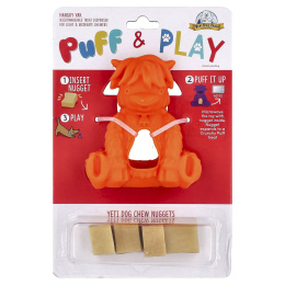 Yeti Dog Chew, Puff & Play, жевательные конфеты для собак, апельсин, 4 жевательных конфеты, 1 дозатор