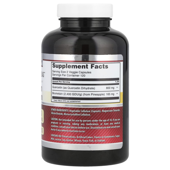 Amazing Nutrition, кверцетин с бромелаином, 240 растительных капсул