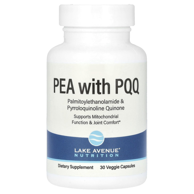Lake Avenue Nutrition, PEA (пальмитоилэтаноламид) с PQQ, 30 растительных капсул