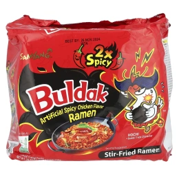 Buldak, Buldak, 2х острый жареный рамен, пряная курица, 5 пакетиков по 140 г (4,94 унции)