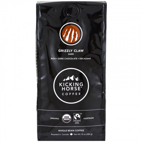 Kicking Horse, Коготь гризли, темный, цельные зерна кофе, 284 г (10 унций)