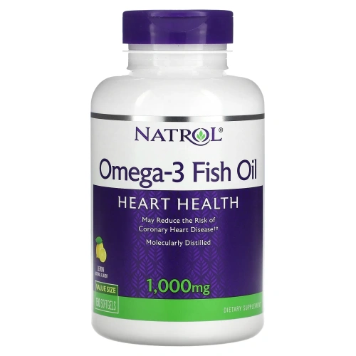 Natrol, Рыбий жир Омега-3 (1 000 мг), натуральный лимонный вкус, 150 мягких капсул