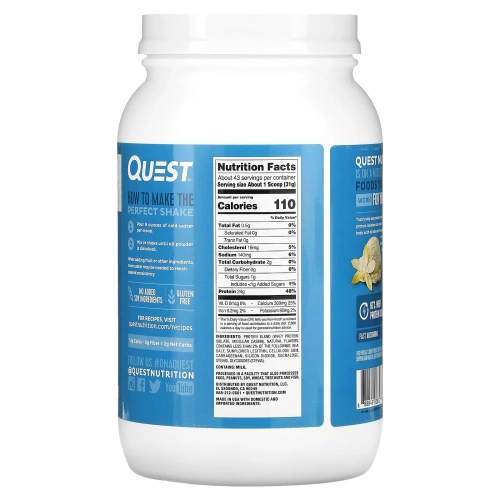 Quest Nutrition, Протеиновый порошок Quest Ванильный молочный коктейль 3 фунта
