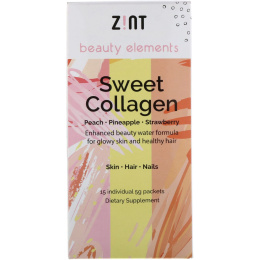 Zint, Сладкий коллаген, персик, ананас, клубника, 15 индивидуальных пакетов, по 5 г каждый