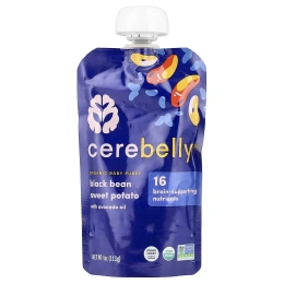Cerebelly, Органическое детское пюре, черная фасоль, батат с маслом авокадо, 6 пакетиков по 113 г (4 унции)