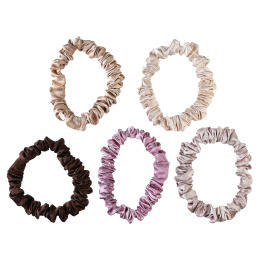 Giovanni, узкие сатиновые резинки для волос, розовый, бежевый, сиреневый, медный, темно-коричневый, 5 шт.