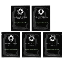 Radiant Seoul, Балансирующие угольные тканевые маски, 5 тканевых масок, весом 25 мл (0,85 унции) каждая