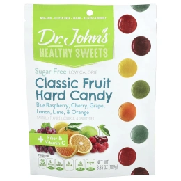 Dr. John's Healthy Sweets, Classic Fruit Hard Candy, голубая малина, вишня, виноград, лимон, лайм и апельсин, 109 г (3,85 унции)