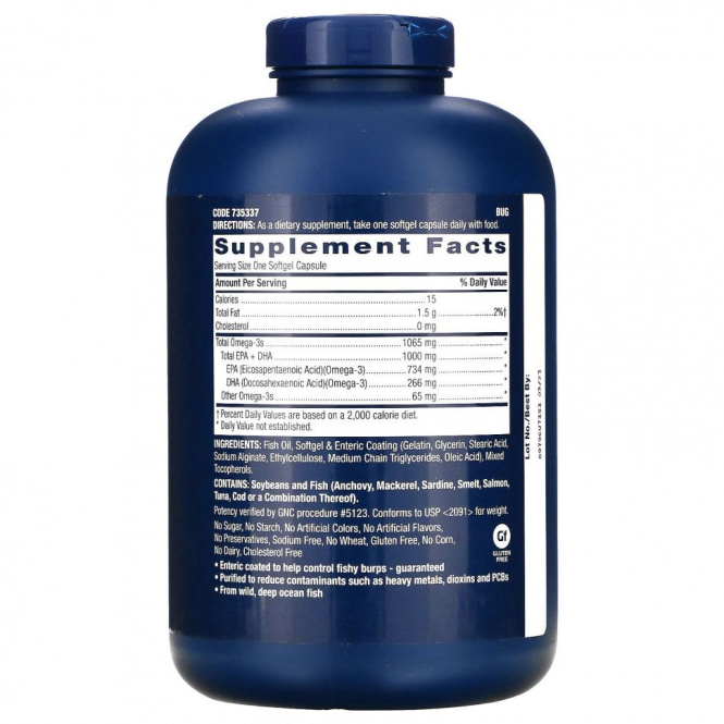 GNC, Triple Strength Fish Oil, 360 Softgels