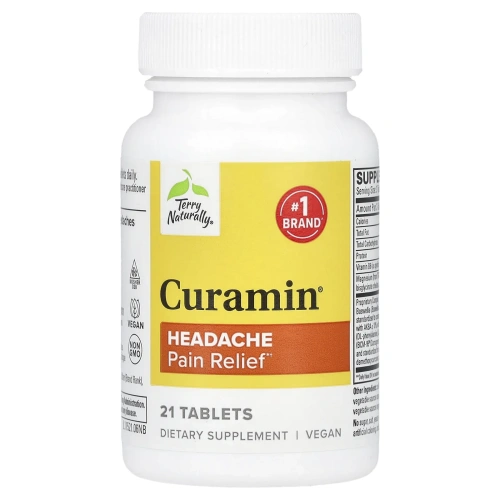 Terry Naturally, Curamin®, обезболивающее, при головной боли, 21 таблетка